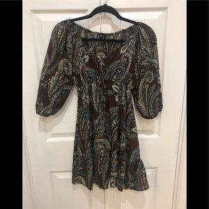 Fashion Fuse Brown Paisley Dress